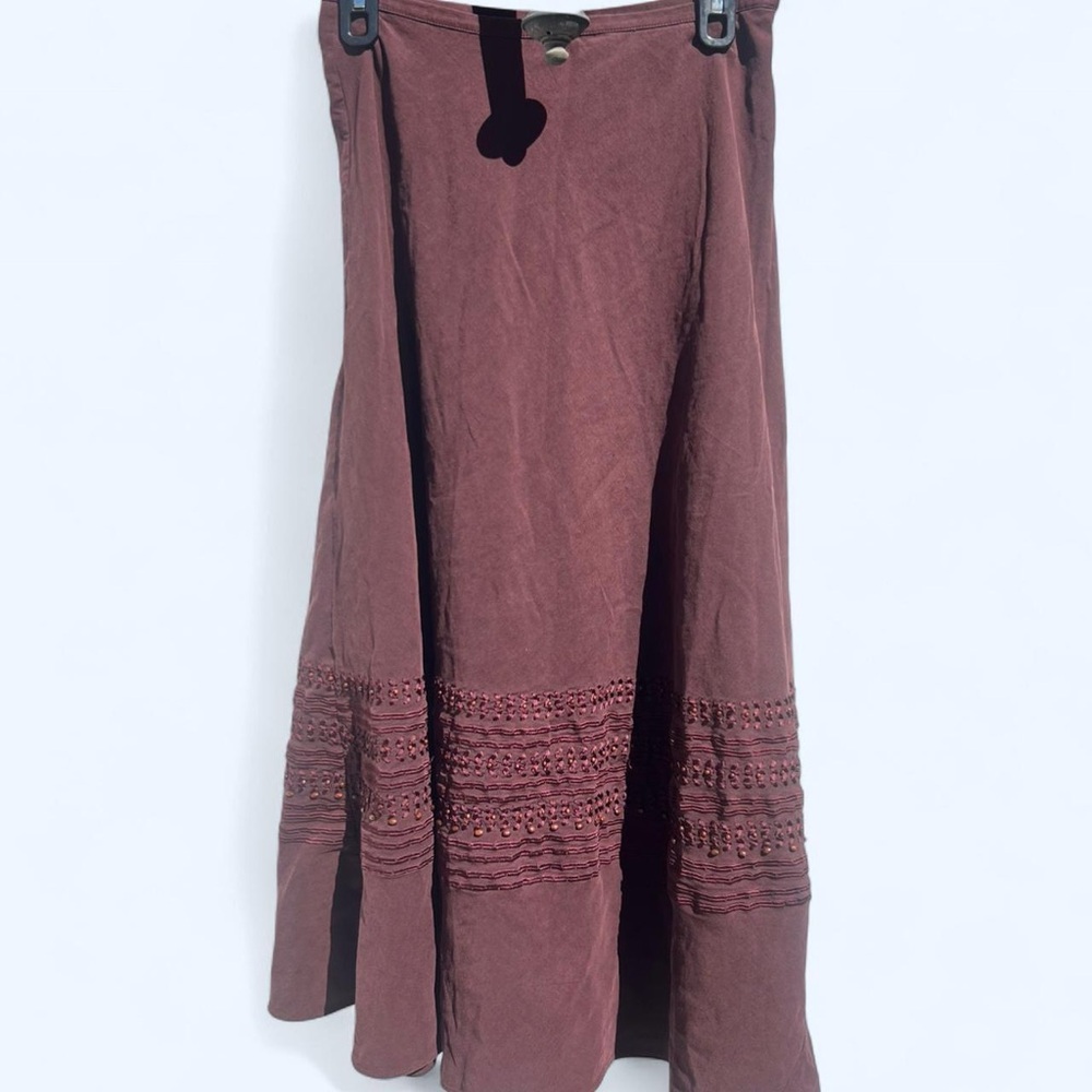 Jones New York Elegant Silk Burgundy Women's Maxi Skirt